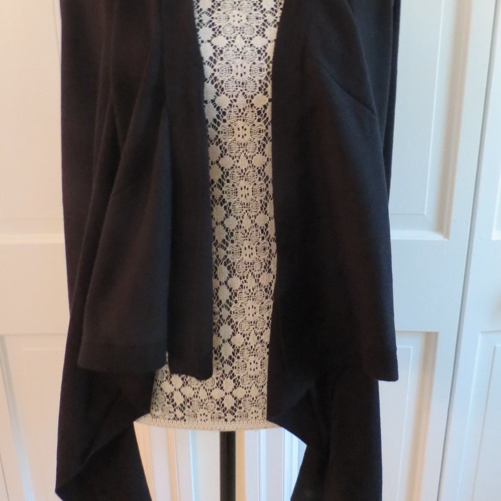 Magaschoni Cotton Waterfall Cardigan – Black Small